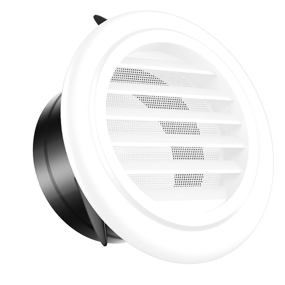 4 Inch ABS Circular Vent Cover Round Soffit Vent with Mesh Screen White Louver